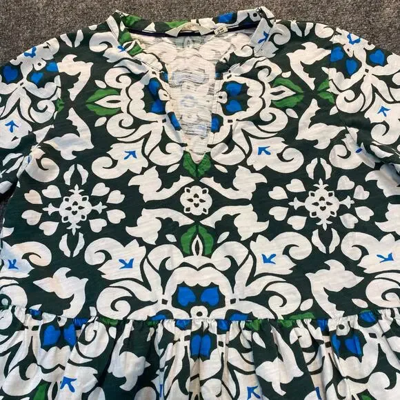 Boden Easy Notch Neck Jersey Dress 100% Cotton Size 8 Regular White Green Floral - Picture 9 of 9